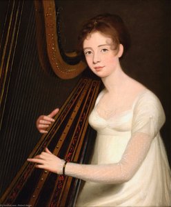 Portrait Of A Young Woman Playing The Harp — Robert Home