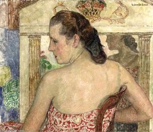 Claire In A Summer Dress In Front Of The Mirror — Leon De Smet