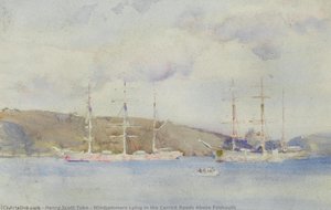 Windjammers Lying In The Carrick Roads Above Falmouth — Henry Scott Tuke, Impressionism