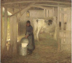 Milking Time, Early Morn — Edward William Stott