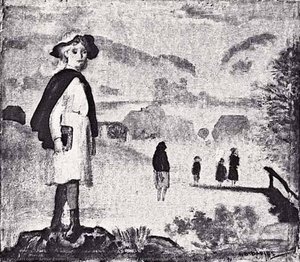 Footlog On Jonathan Creek, North Carolina, (painting) — Arthur B. Davies