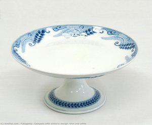 Compote With Wisteria Design, Blue And White — Fukagawa