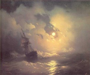 Tempest On The Sea At Nidht — Ivan Konstantinovich Aivazovsky, Romantic Landscape Painting