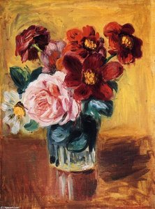 Flowers In A Vase — Pierre-auguste Renoir, Impressionism