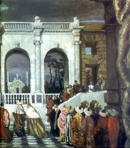 Venetian celebration of the XVI century. Fragment. Set Design for an unrealized ballet "The festivities"
