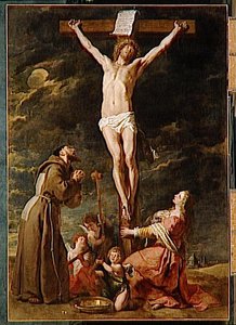 Le Christ En Croix Entre Sainte Madeleine Et Saint Francois — Gaspar De Crayer