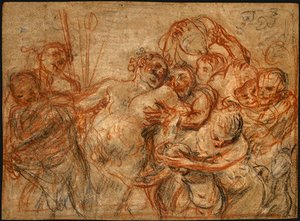 The March Of Silenus [recto] — Jean-antoine Watteau, Rococo Style