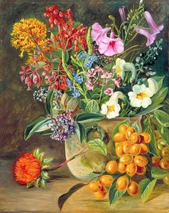 Group Of Brazilian Forest Wild Flowers And Berries — Marianne North, Botanical Realism