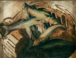 Still Life With A Group Of Eight Mackerel In A Broken Basket A Study On Yarmouth Beach, Norfolk — Joseph Stannard