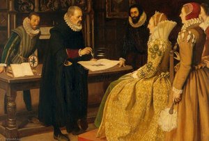 William Gilbert Demonstrating The Magnet Before Elizabeth I, 1598 — Ernest Board