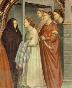 Nr. 6 Szenen Aus Dem Leben Des Joachim: 6. Begegnung Am Goldenen Tor (detail) — Giotto Di Bondone