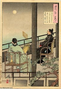 Moon Behind Mount Mikasa — Tsukioka Yoshitoshi, Ukiyo-e