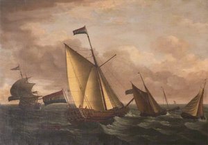 Dutch Ships In Choppy Seas — John Cleveley The Elder