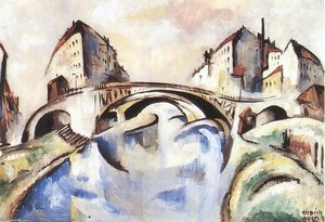 Cityscape With Bridge — Béla Kádár