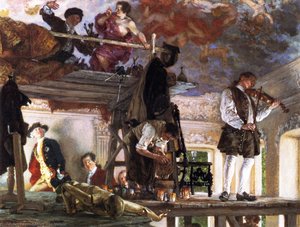 Crown Prince Frederick Pays A Visit To The Painter Pesne On His Scaffold At Rheinsberg — Adolph Von Menzel, German Realism