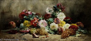 Carnations, Roses, Grapes and Peaches