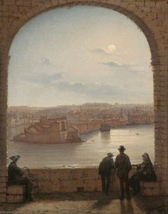Fort St Angelo From The Upper Barracca (moonlight) — Giancinto Gianni