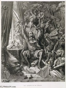 Don Quixote In His Library — Gustav Dore