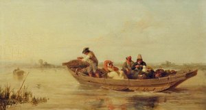 Market People Of Brittany In A Boat — Frederick Goodall