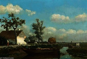 A Polder Landscape With A Figure On A Barge — Jan Weissenbruch