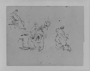 Seated Figure, Three Men In Group, Kneeling Woman From Rear, Kneeling Woman From Rear — Thomas Sully