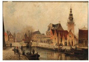 Gezicht Op De Waage Sluis Te Monnickendam — Cornelis Christiaan Dommelshuizen