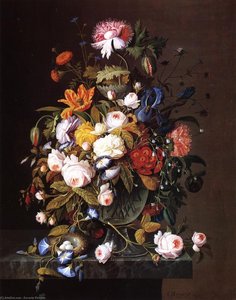 Floral Still Life With Bird's Nest — Severin Roesen