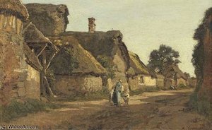 Meeting In The Village Street — Alexandre Rene Veron
