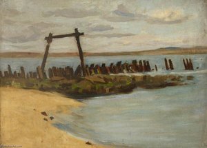 River Scene — Maud Ireland Button