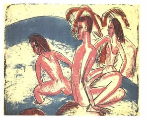 Tree Bathers Sitting On Rocks — Ernst Ludwig Kirchner