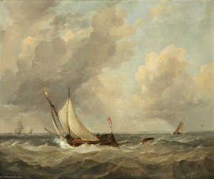 Dutch Boats Beating Into The Scheldt — Edward William Cooke