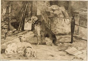 Dogs On The Hearth No. 1 — Julian Alden Weir