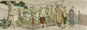 People Viewing Chrysanthemum Exhibit — Katsushika Hokusai