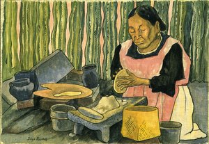 Woman Making Tortillas — Diego Rivera