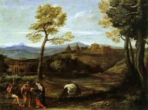Landscape With The Flight Into Egypt — Domenichino (domenico Zampieri), Baroque