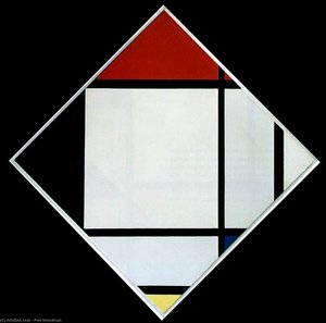 Composición de Lozenge con Rojo, Negro, Azul y Amarillo
