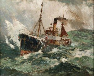 Gale Force 8 Trawler In A Rough Sea — Harry Hudson Rodmell