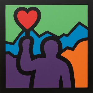 Ascenso Eterno: Una Silueta Monumental De Corazón Y Horizonte En Geometría Vibrante