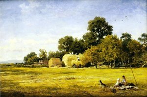Making A Hay Rick, Whittington — R.a Benjamin Williams Leader