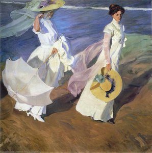 Strolling Along The Seashore — Joaquín Sorolla Y Bastida, Impressionistic Landscape Impressionistic Landsca