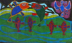 Six Fish And Bird — Jean Philippe Arthur Dubuffet, Art Brut