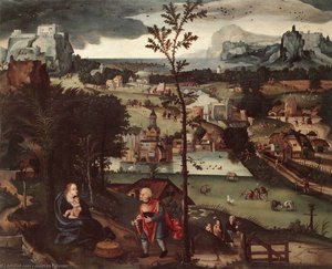 Landscape With The Rest On The Flight — Joachim Patenier, Renaissance Atmospheric Painting
