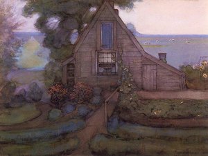 Triangulated Farmhouse Facade With Polder In Blue — Piët Mondrian