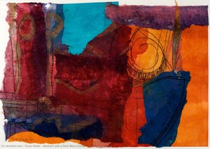 Abstract with a Dark Blue Container in the Foreground
