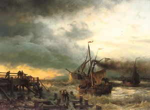 The Departure Of The Steamship — Andreas Achenbach