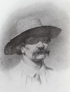 Men's Head In A Straw Hat — Arkhip Ivanovich Kuindzhi