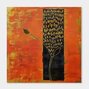 Monolithic Ember: A Singular Study Of Golden Veins And Ochre Shadows — Laurent Fabre, Neo-abstract Art (modern Abstract Compositions)