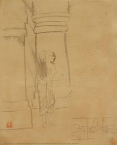 A Devadasi In Front Of The Image Of A Goddess — Gaganendranath Thakur