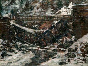 Destroyed Bridge, Carpathian Mountains, Romanian Front