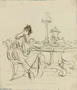 Study Of A Lady Seated At A Tea-table — Sir Francis Grant